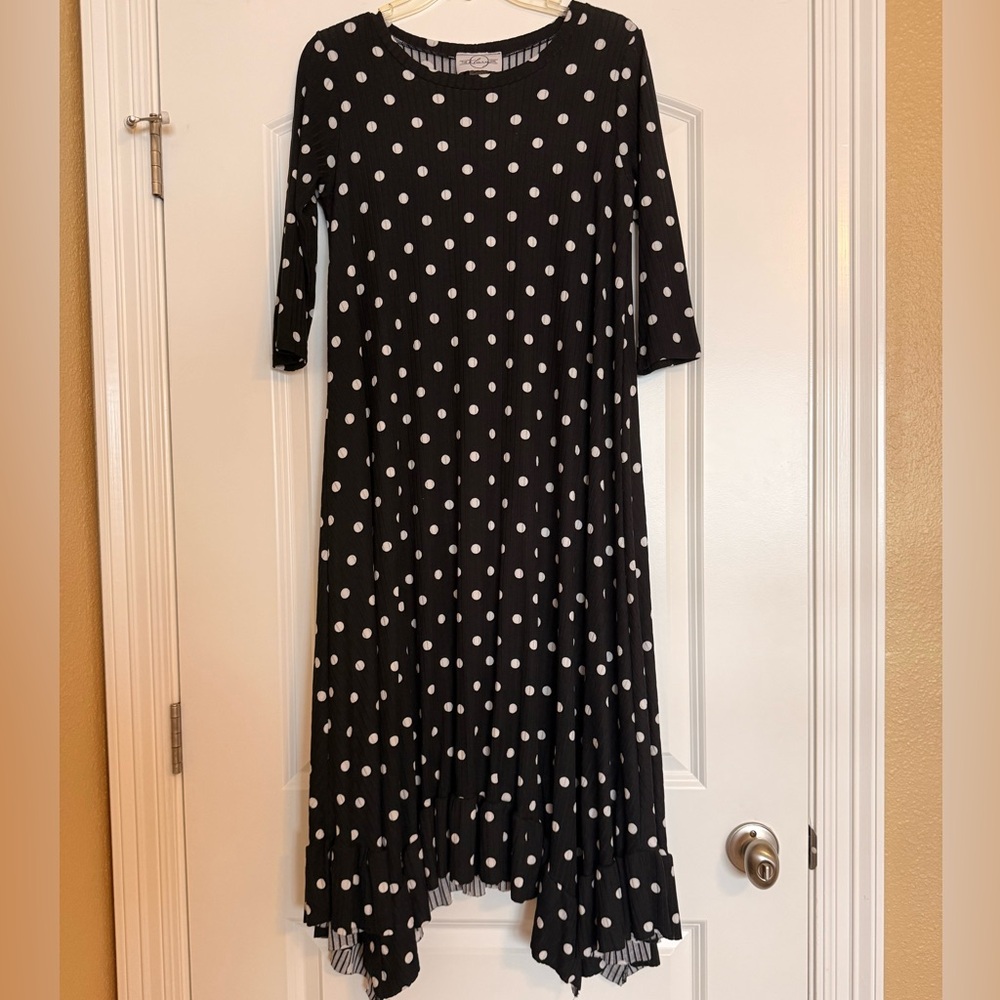 Klassy Girl Black and White Polka Dot Dress